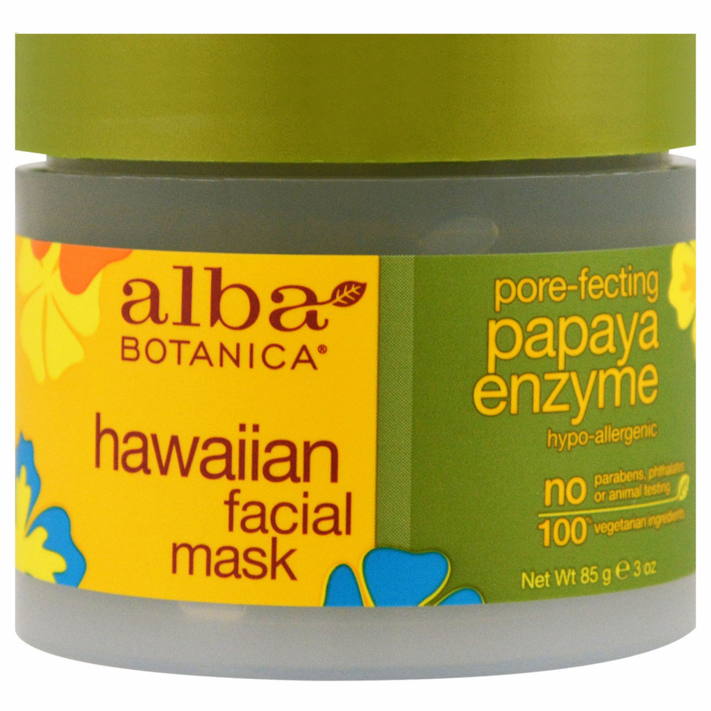 Alba Botanica, гавайская маска для лица, с ферментом папайи для сужения пор