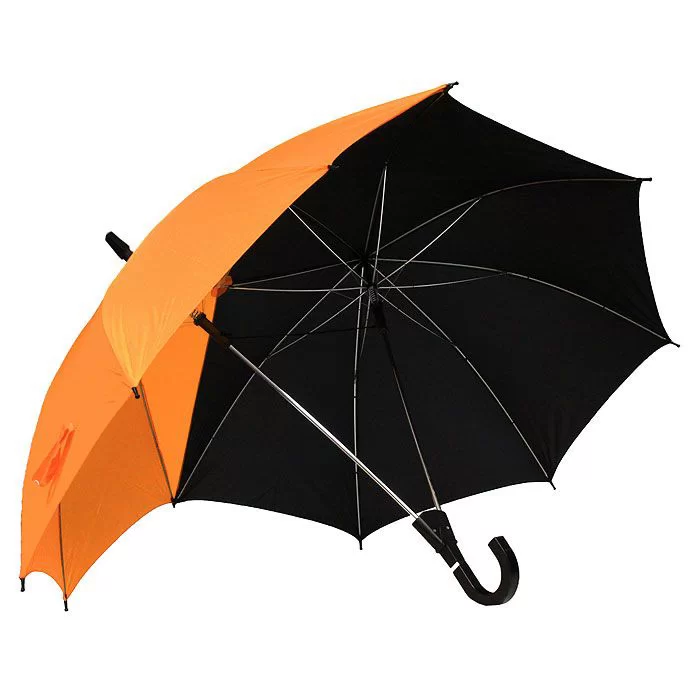 Зонт-трость "Для двоих", полуавтомат, цвет: черный, оранжевый