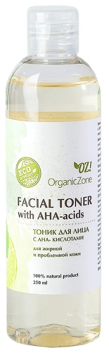 OZ! OrganicZone Тоник для лица с АНА-кислотами для жирной и проблемной кожи 