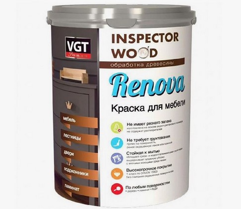 Краска полиуретановая VGT Renova для мебели влагостойкая моющаяся