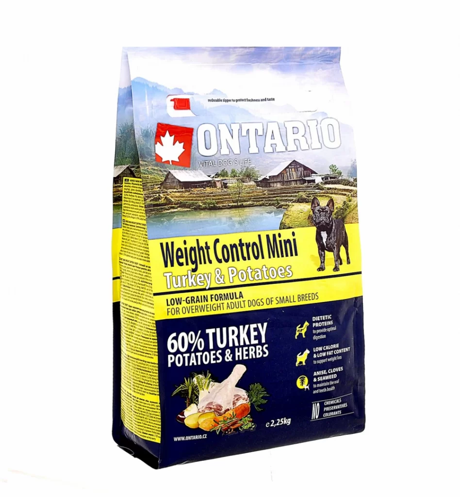 Ontario "Mini Weight Control" для собак мелких пород, с индейкой и картофелем