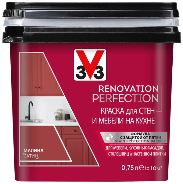 V33 Renovation Perfection для стен и мебели ванная комната влагостойкая полуматовая