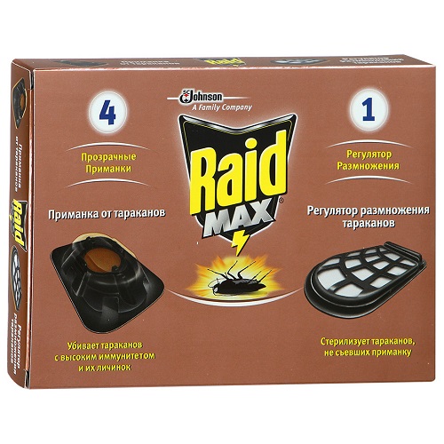Средство от тараканов Raid «Max»: приманки, регулятор размножения