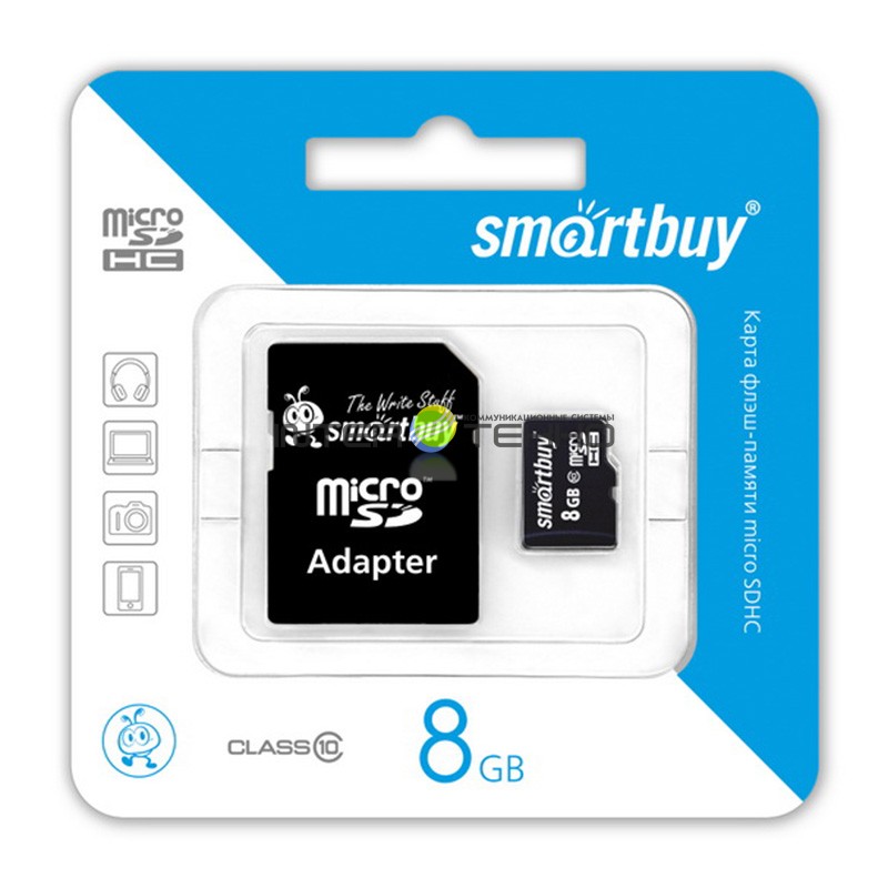 SmartBuy microSDHC Class10 8GB + SD adapter