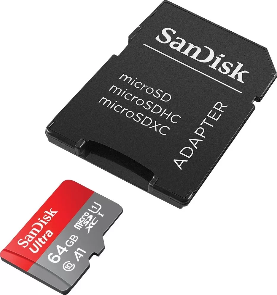 SANDISK ULTRA MICROSDXC CLASS 10 UHS CLASS 1 A1 100MBS 64GB + SD ADAPTER.webp