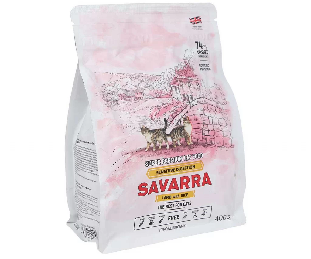 Корм для кошек SAVARRA при чувствительном пищеварении, с ягненком и с рисом