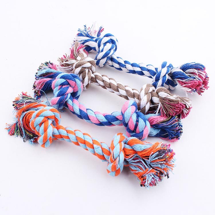 Pawstrip PH3844 1pc Pet Dog Toy Double Knot Cotton Rope Braided Bone Shape Puppy Chew
