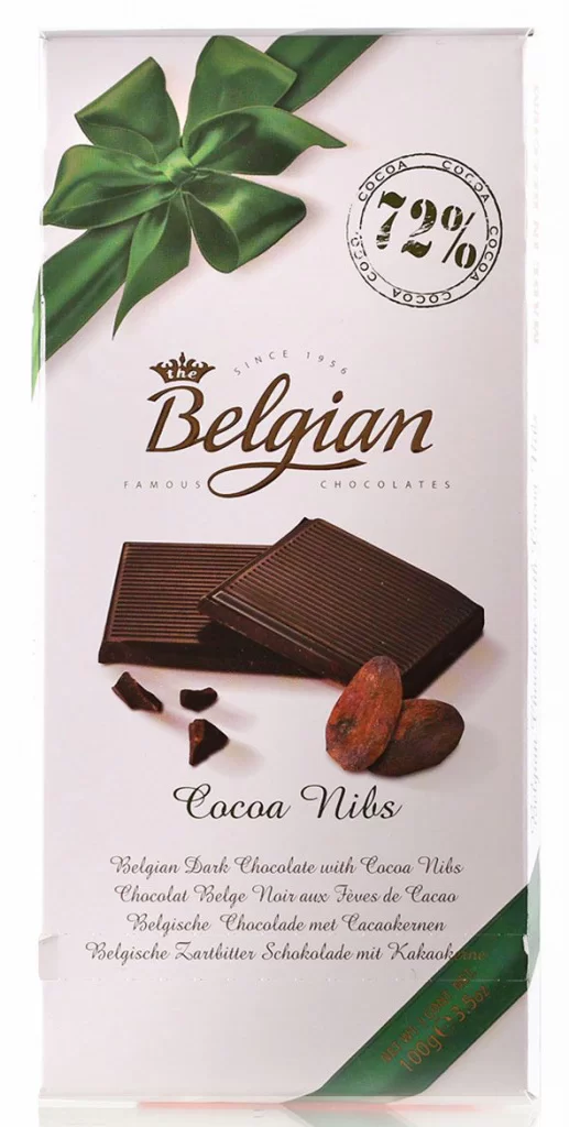 The Belgian горький 72% какао с какао бобами