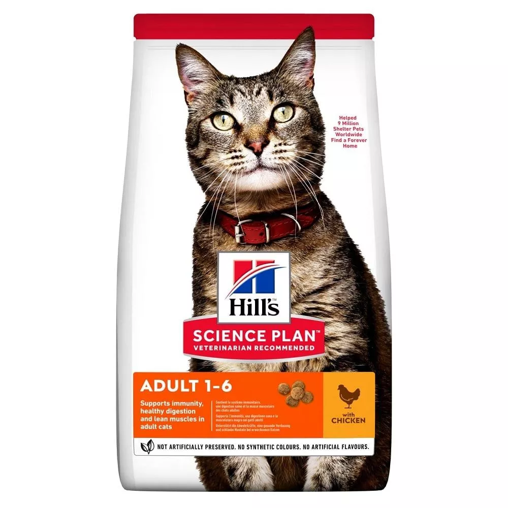 Hill's Science Plan для взрослых кошек для поддержания жизненной энергии и иммунитета, с курицей