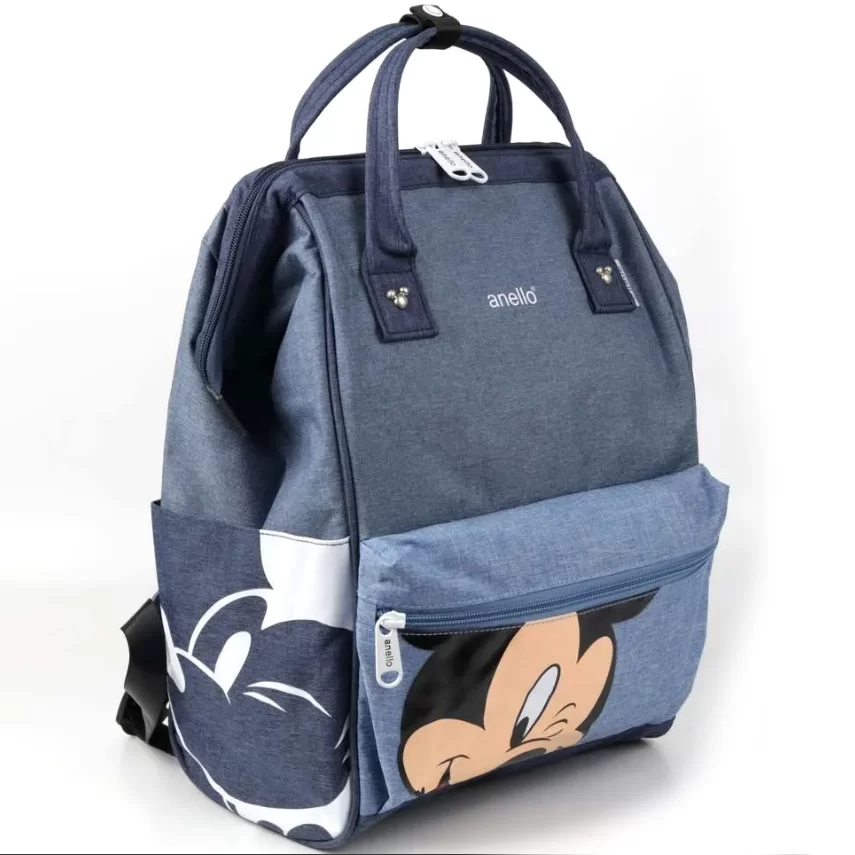Рюкзак для девочки Anello 004 Микки Маус серо-сине-голубой