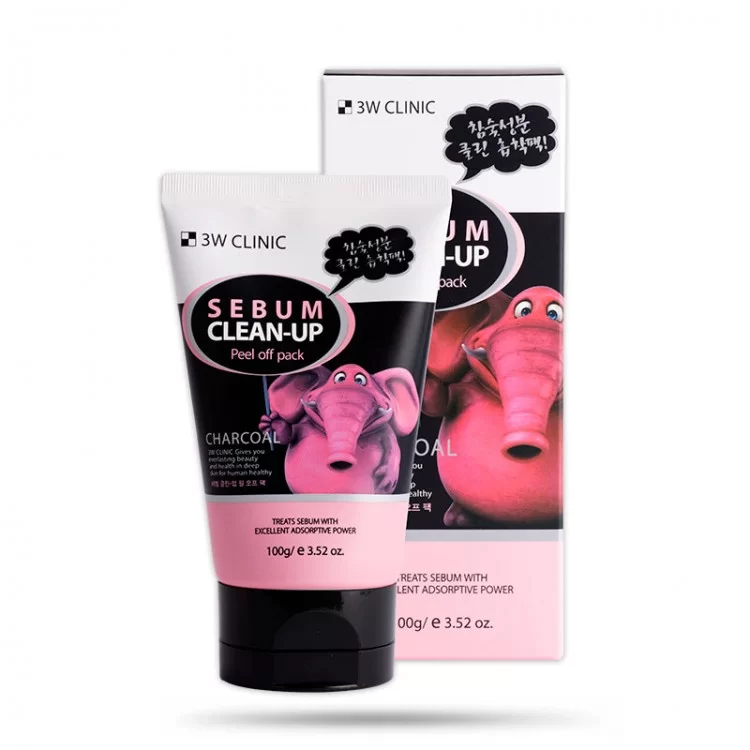 3W Clinic маска-пленка Sebum Clean-Up Peel Off Pack для очищения пор и балансирования кожи лица с черным углем